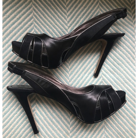 black platform slingback heels